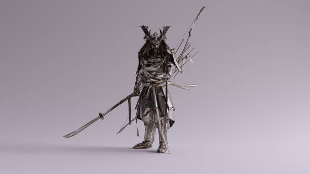 istock Silver Samurai made out of Polygon Triangles with a Lattice Frame 1208132022