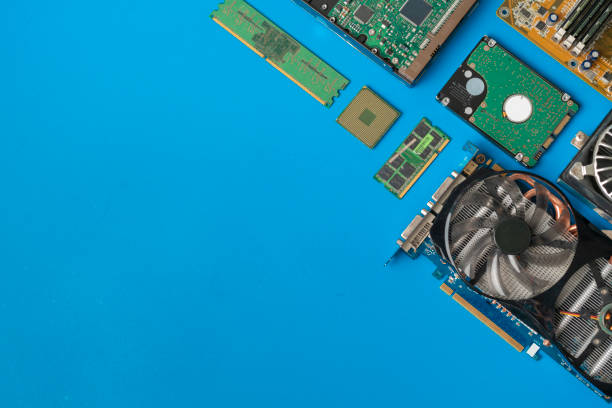 istock a view from above flat lay of computer components details on the colorful background 1208133002