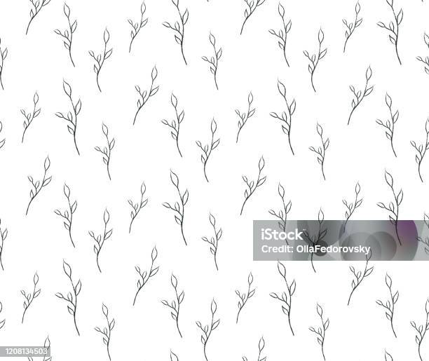 Delicate Line Pattern Delicate Line Drawing Vector Floral Seamloess Pattern Stock ...