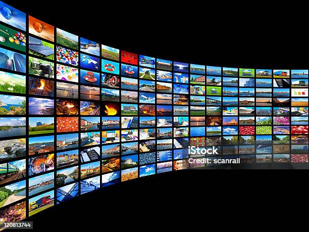 Streaming Media Concept Stock Photo - Download Image Now - Photographic Print, Photography, Large Group Of Objects
