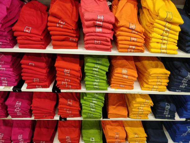 istock Folded clothes in the department store 1208138322