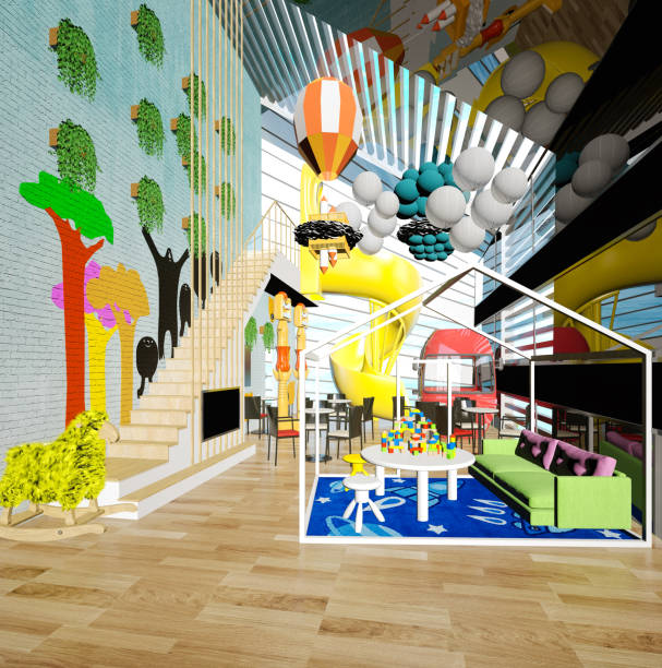 istock 3d render of kindergarten room, kids school interior 1208138618