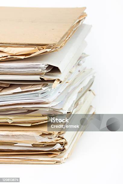 Stack Of Old Paper Files Horizontal View Stock Photo - Download Image Now - Archives, Backgrounds, Business