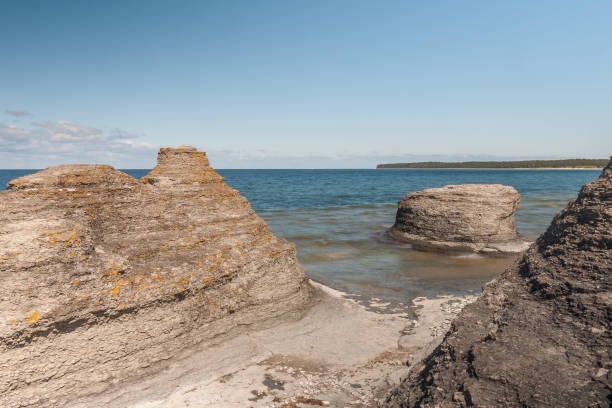 istock Byrum raukar on Swedish Island Oland: Spectacular limestone formations 1208139980