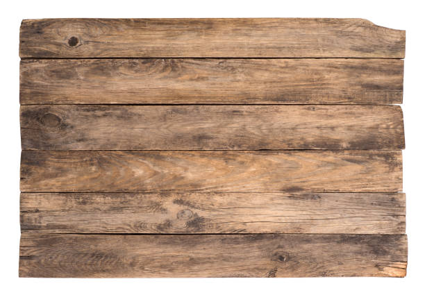 istock Old wooden board isolated on white background 1208141538