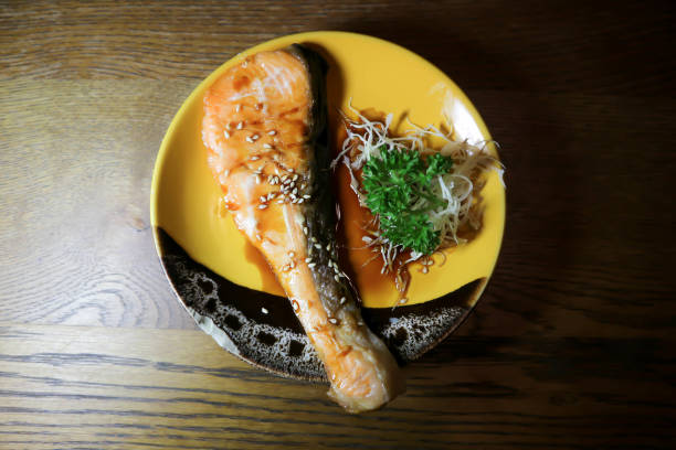 istock grilled salmon,salmon steak or Yaki Sake 1208146739