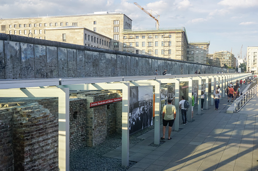 Berlin, Germany - July 30, 2018: A small preserved part of the Berlin Wall