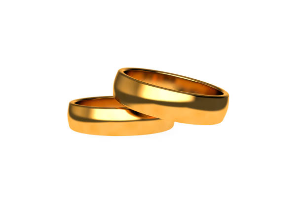 istock 3D Rendering Two Realistic Couple Gold Wedding Ring 1208154517