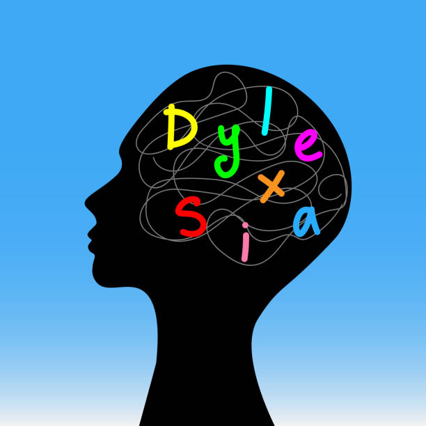 umysł osoby dysleksji jest zdezorientowany listami - dysleksja stock illustrations