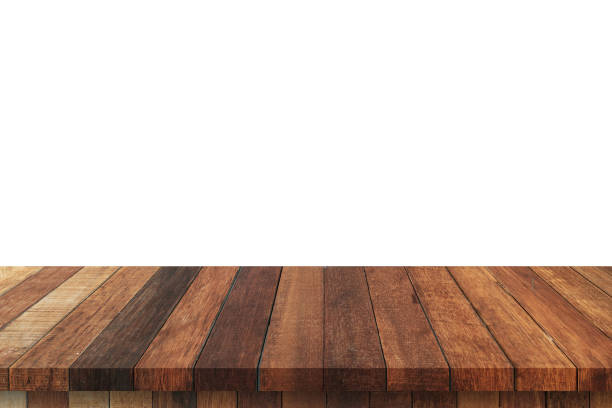 istock Empty wood table on isolate white background and display montage with copy space for product. 1208155788
