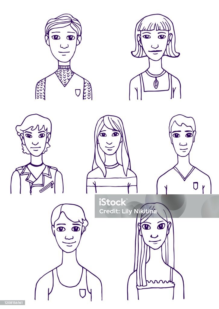 Young People Set Of Teenagers Students Vector Illustration Of A