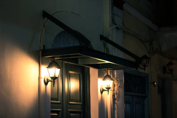 istock soft focus backstreet yard atmosphere environment concept with lantern light and window in building of old city district 1208156261