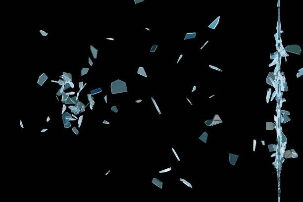istock Animation of Blue Broken Glass break on Black Background, 3D rendering 1208156413