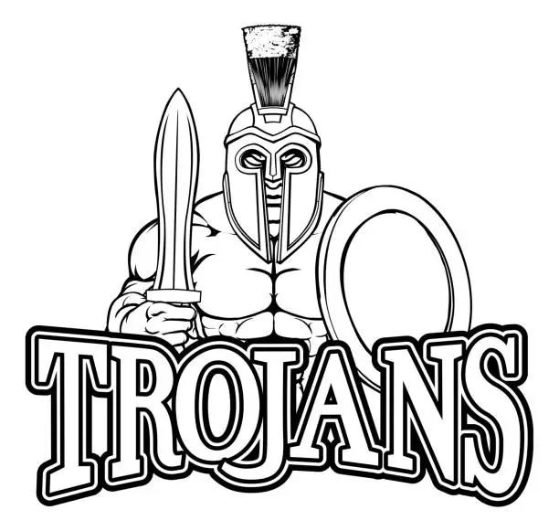 Vector illustration of Spartan Trojan Sports Mascot