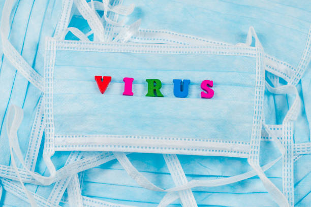 istock Colorful word virus on protective masks. 1208158768