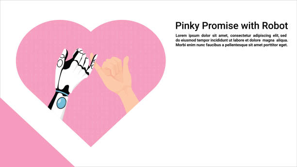 ilustrações de stock, clip art, desenhos animados e ícones de artificial intelligence (ai) robot and man make pinky promise together. concept future relationship illustration. vector technology. flat design eps 10 - love teamwork cooperation machine