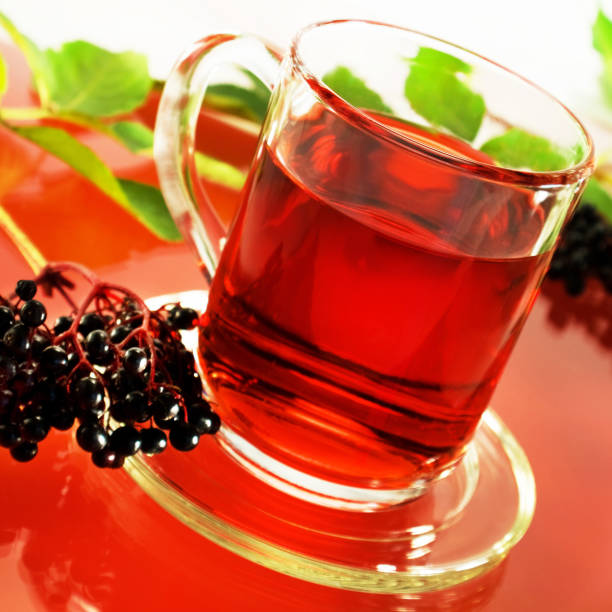 istock Elderberry tea and glass cup 1208160664