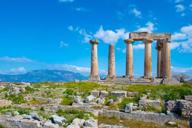 Photo of Apollo Temple of Ancient Corinth, Greece.