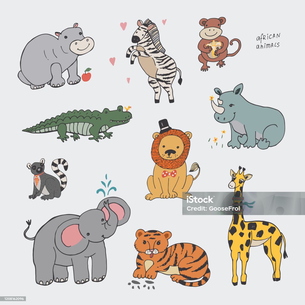 Safari Animals Stock Illustration - Download Image Now - Tiger, Adventure,  Animal - iStock