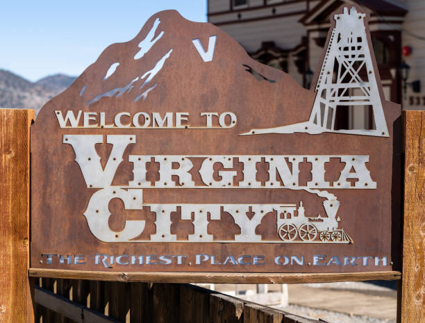 Welcome to Virginia City Nevada road sign stock photo