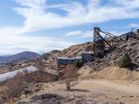 Mining and railroad equipment near Virginia City, Nevada