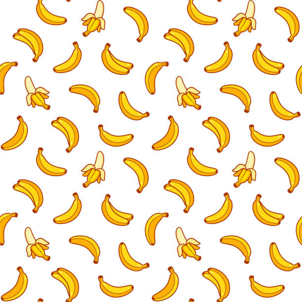 illustrations, cliparts, dessins animés et icônes de modèle sans couture de bananes de dessin animé - peeled