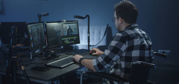 istock Film editor working on a movie 1208167341