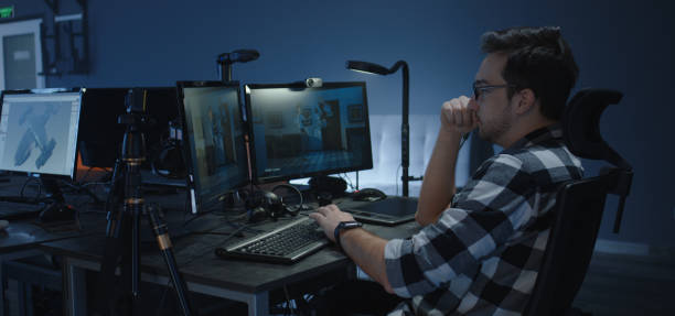 istock Digital artist working on an animated film 1208167362