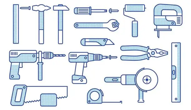 Vector illustration of Working tools set