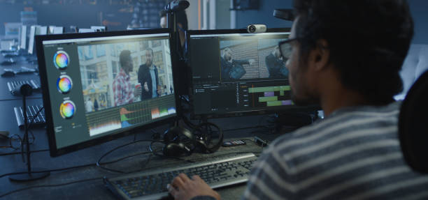 istock Film editor working on a movie 1208167412