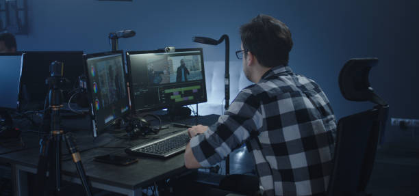 istock Film editor working on a movie 1208167423