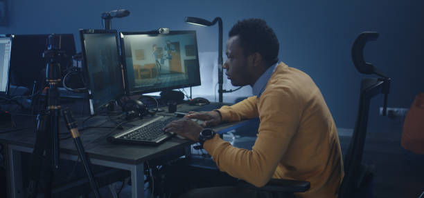 istock Digital artist working on an animated film 1208167448