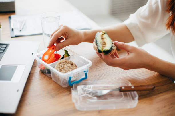 Healthy snack at office, lunch break