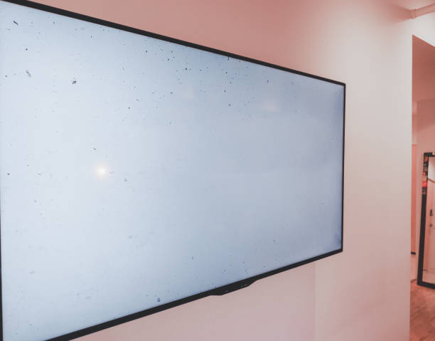 istock Television screen  copy space  on the wall  concrete wall 1208179276