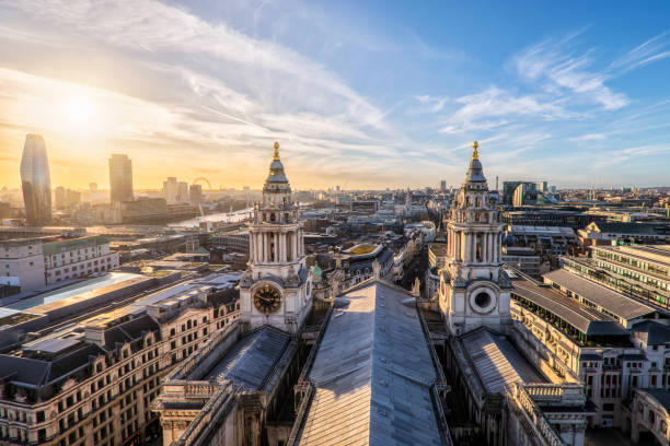 istock Dramatic sunset over St Paul's Cathedral and London Eye 1208179636