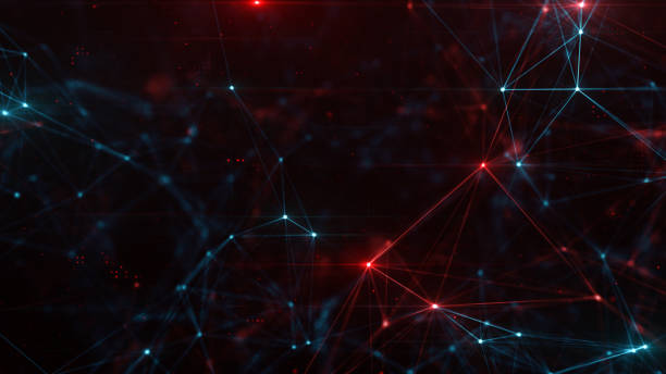 istock Abstract plexus structure of many glowing lines and particles. Connection concept. Creative technological background with digital composition and optical flares. 3d rendering 1208181301