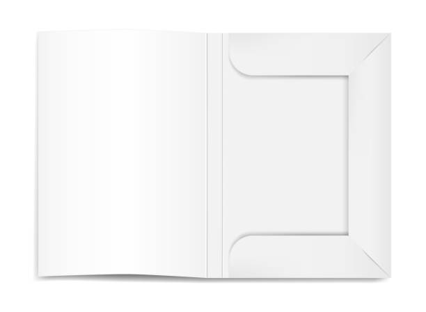 白い段ボールファイルフォルダ、リアルなベクトルイラストを開く - file open paper document点のイラスト素材／クリップアート素材／マンガ素材／アイコン素材