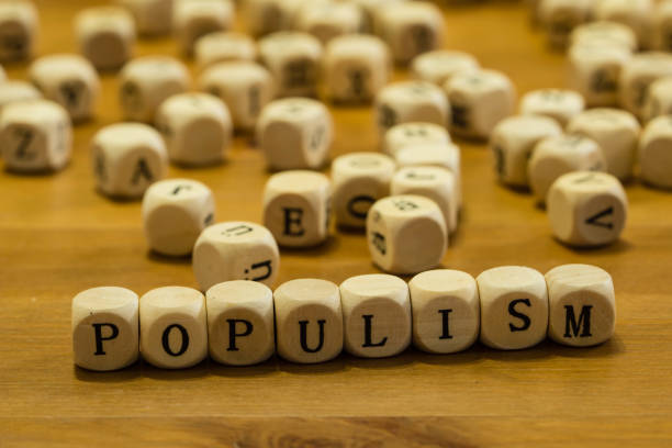 Wooden Letters Word Populism Macro stock photo