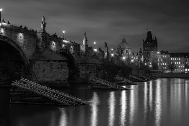 Beautiful Prague city at night