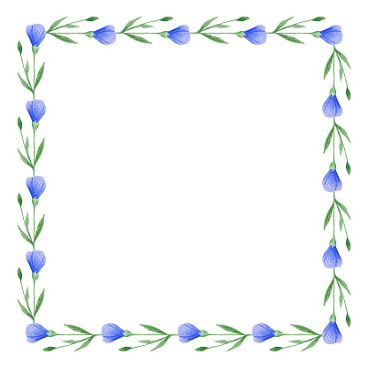 Ilustración de Marco Cuadrado De Flores Azules Aislado En Blanco y más  Vectores Libres de Derechos de Azul - Azul, Boda, Borde - iStock
