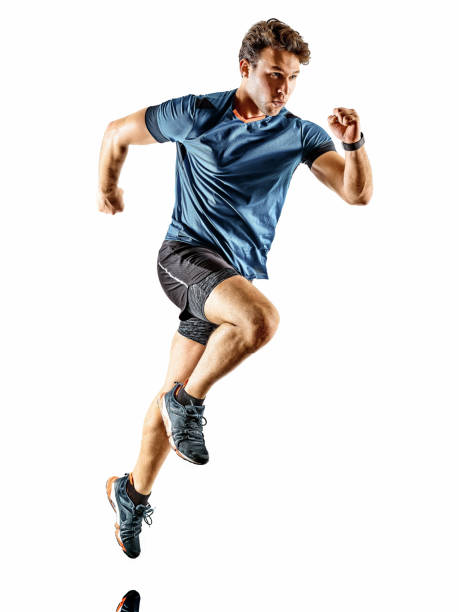 runner running jogger jogger young man isolated white background one caucasian runner running jogger jogger young man in studio isolated on white background individual sports stock pictures, royalty-free photos & images