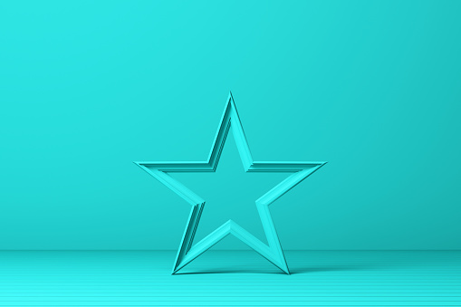 Green star on green background 3d rendering
