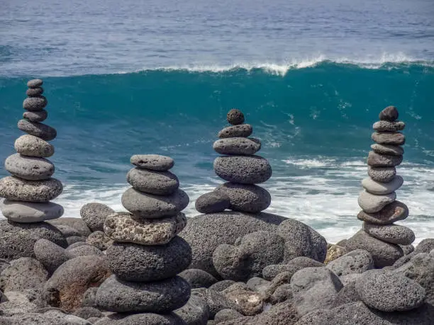 Photo of Stone figures at the Puerto de la Cruz beach