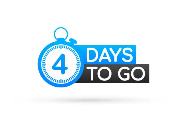 Vector illustration of Four days to go. Vector stock illustration on white background.