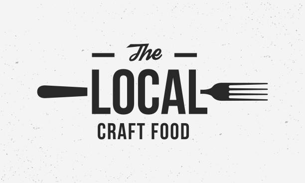szablon projektu lokalnego rzemiosła. lokalny plakat kulinarny dla restauracji, gotowania i biznesu spożywczego, kawiarni. vintage abstrakcyjny plakat z widelcem. ilustracja wektorowa. - jeść stock illustrations