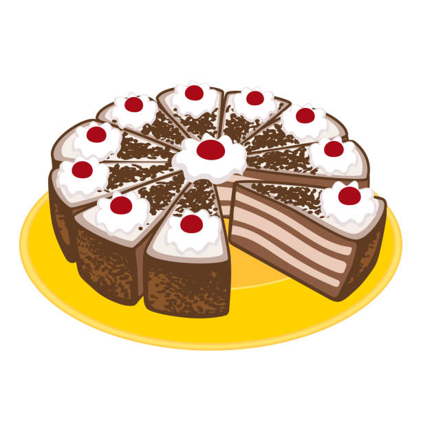 お祝いのケーキのベクトルカラーイラスト - cake yellow sweet food banquet点のイラスト素材／クリップアート素材／マンガ素材／アイコン素材