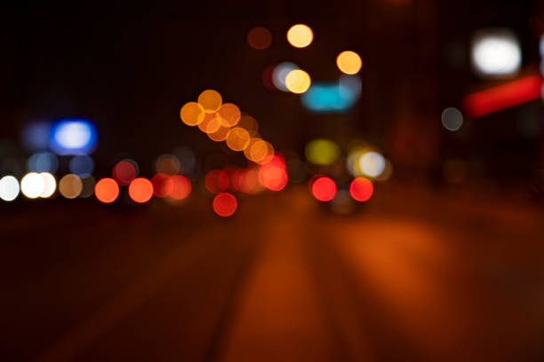 Bokeh of the road, car at dark night