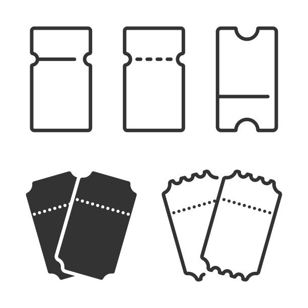 ilustrații de stoc cu set de pictograme de bilete, schiță și design vectorial plat. - intrare