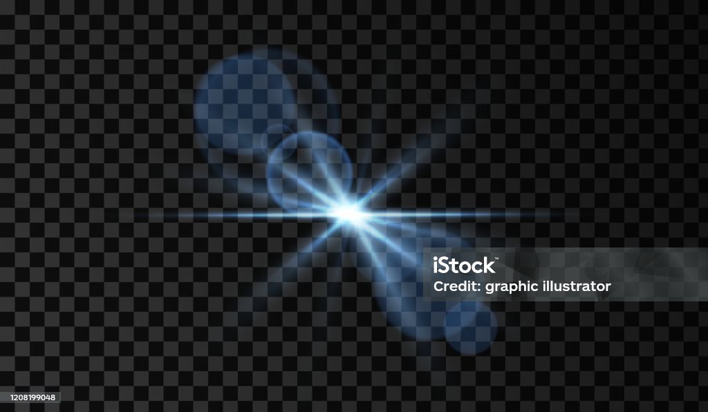 Flared Object Lens Flare Light Glow Effect Blue Sparkle And Glare Object Isolated ...