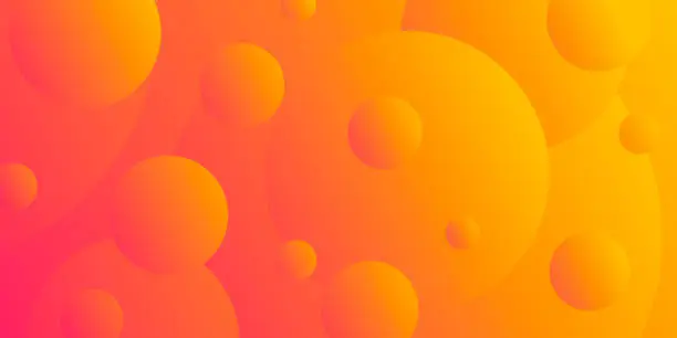 Vector illustration of Abstract geometric background with Orange gradient circles